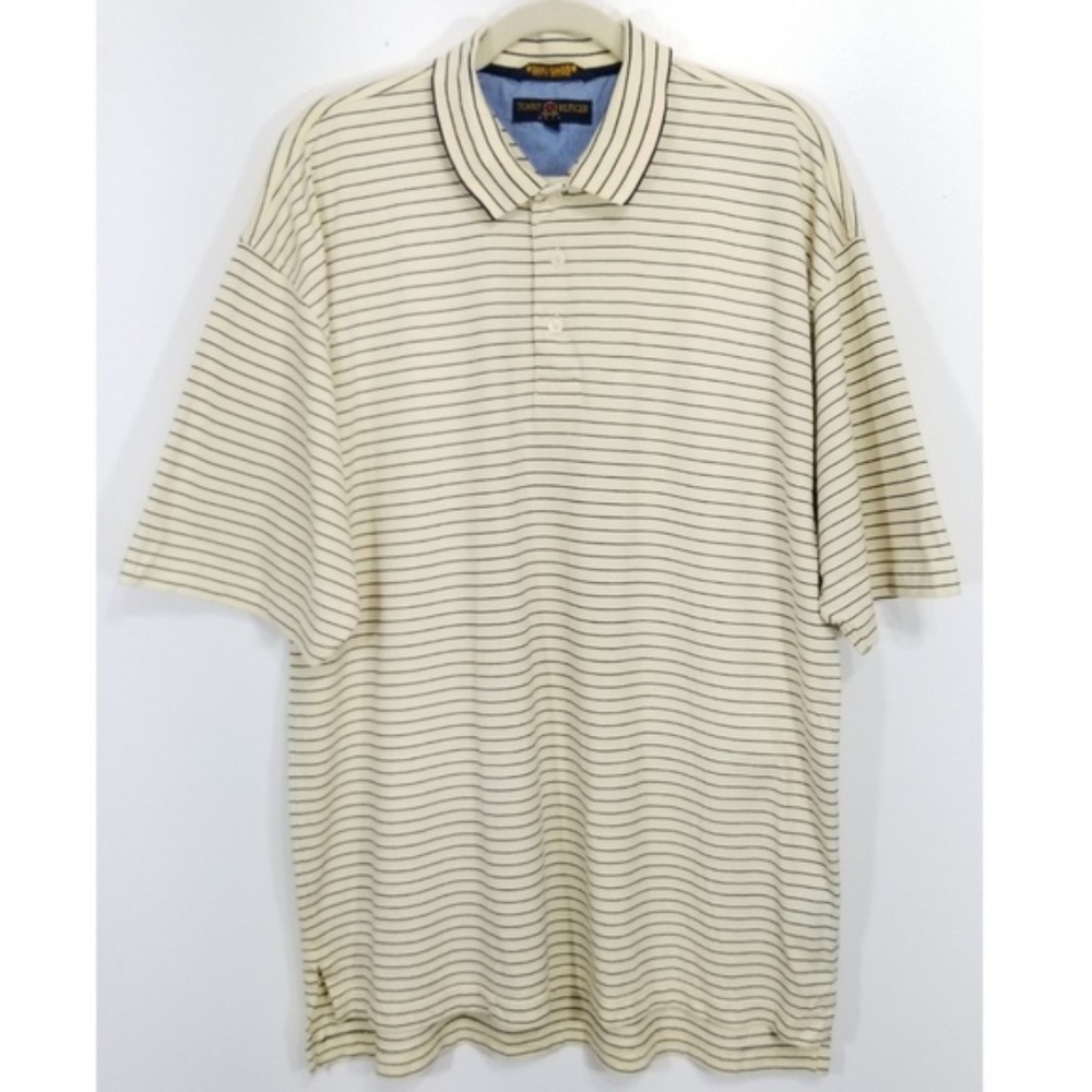 Tommy Hilfiger Yellow Blue Striped Golf Polo Shirt